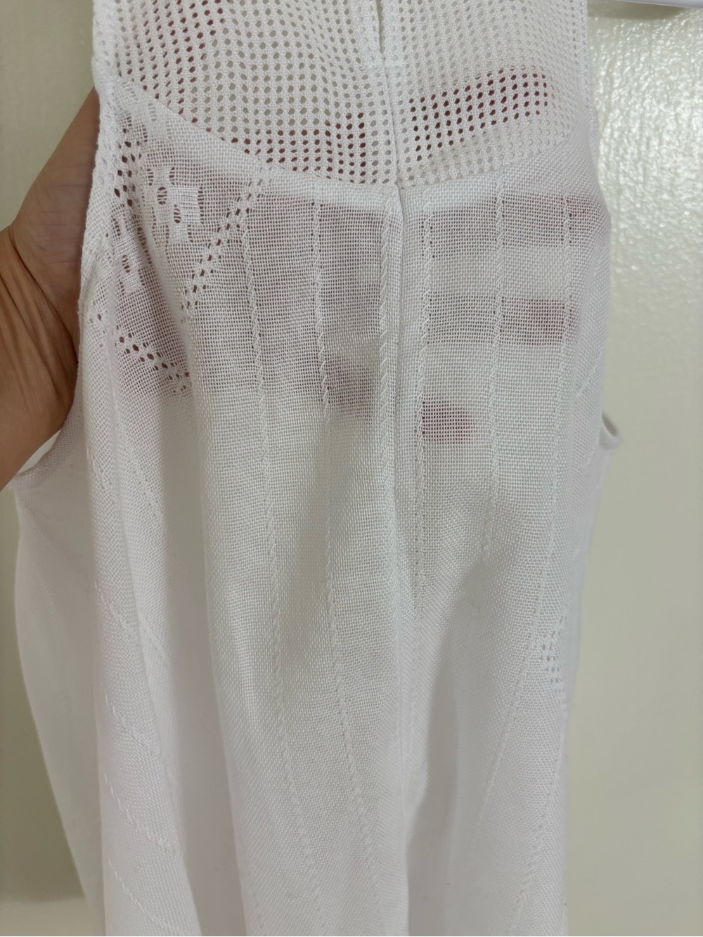 Rue Mariscal White Cotton Mesh Panel Sleeveless Top NWOT